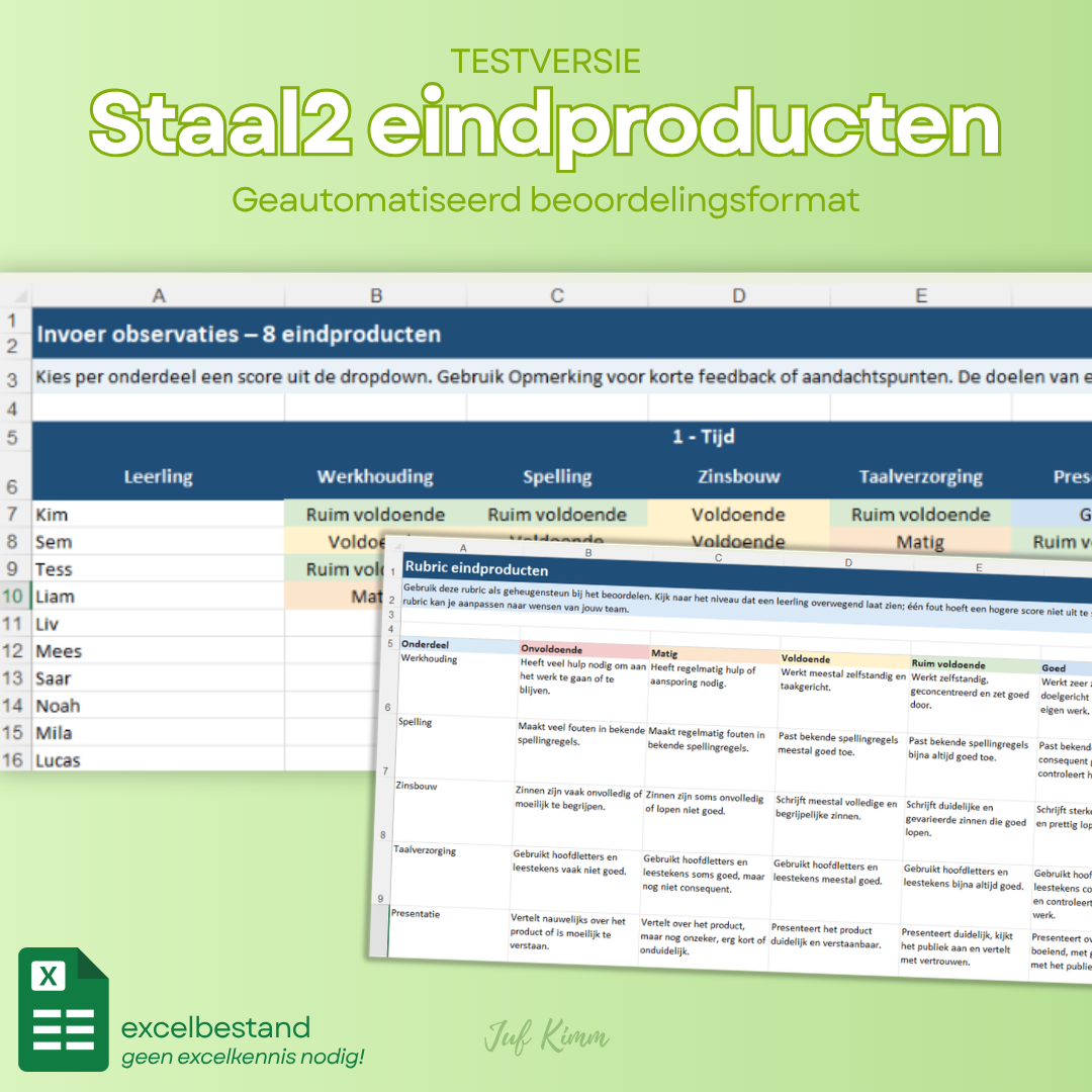 Staal2 beoordelingsformat eindproducten – testversie