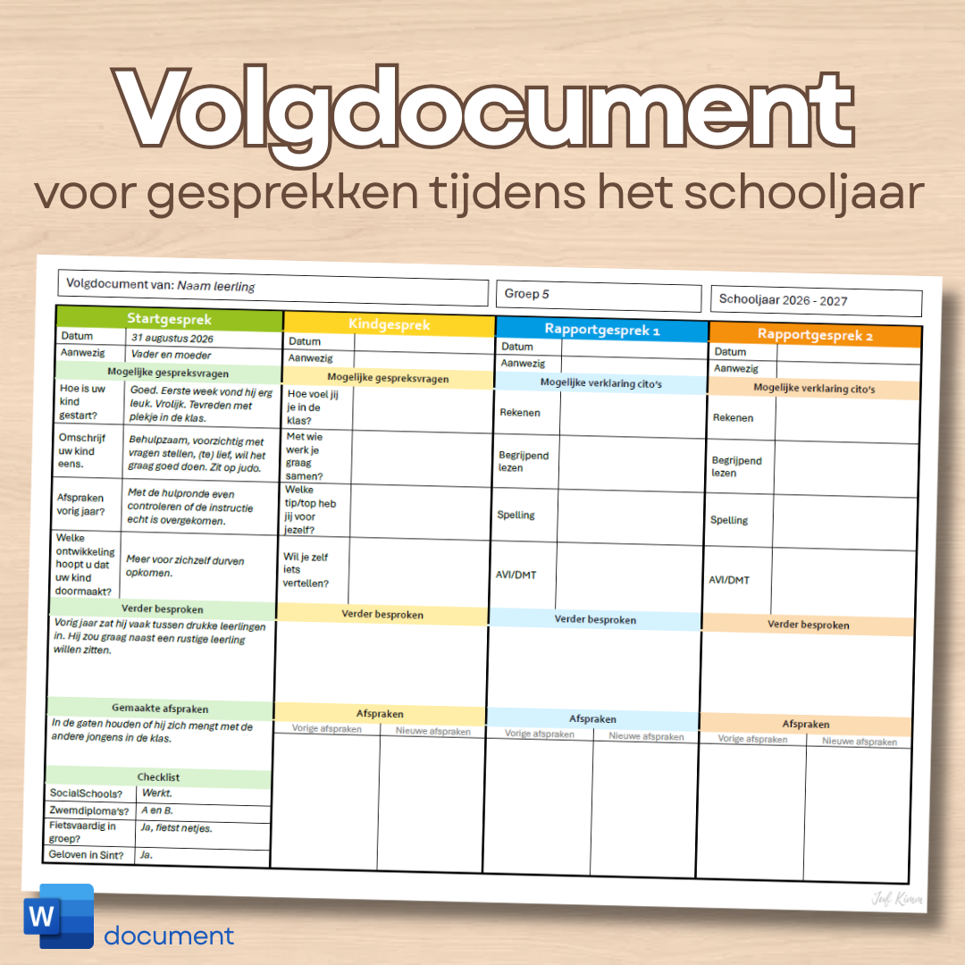 Volgdocument oudergesprekken